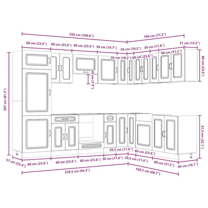 14-tlg. Küchenschrank-Set Kalmar Altholz-Optik Holzwerkstoff