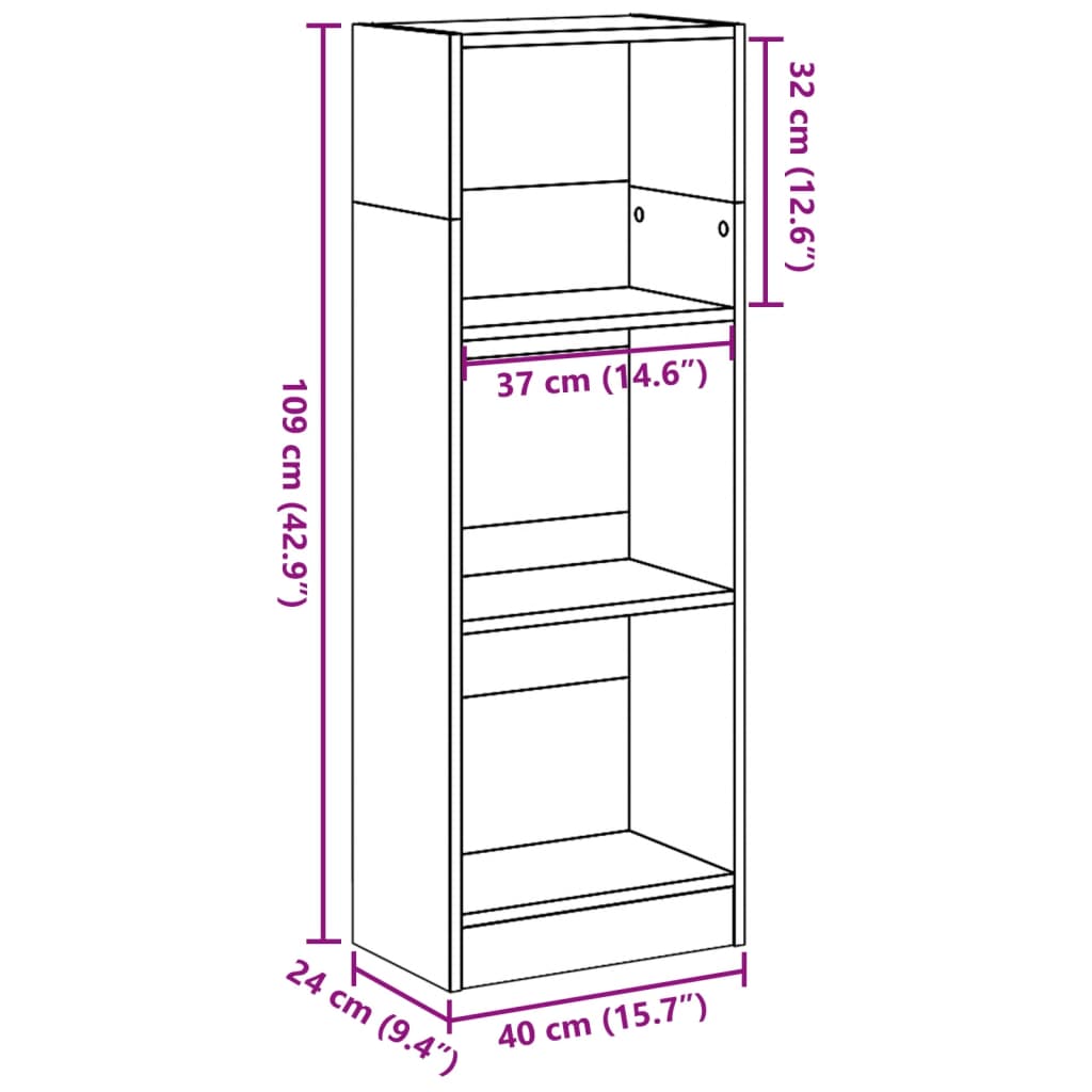 Bücherregal Schwarz 40x24x109 cm Holzwerkstoff