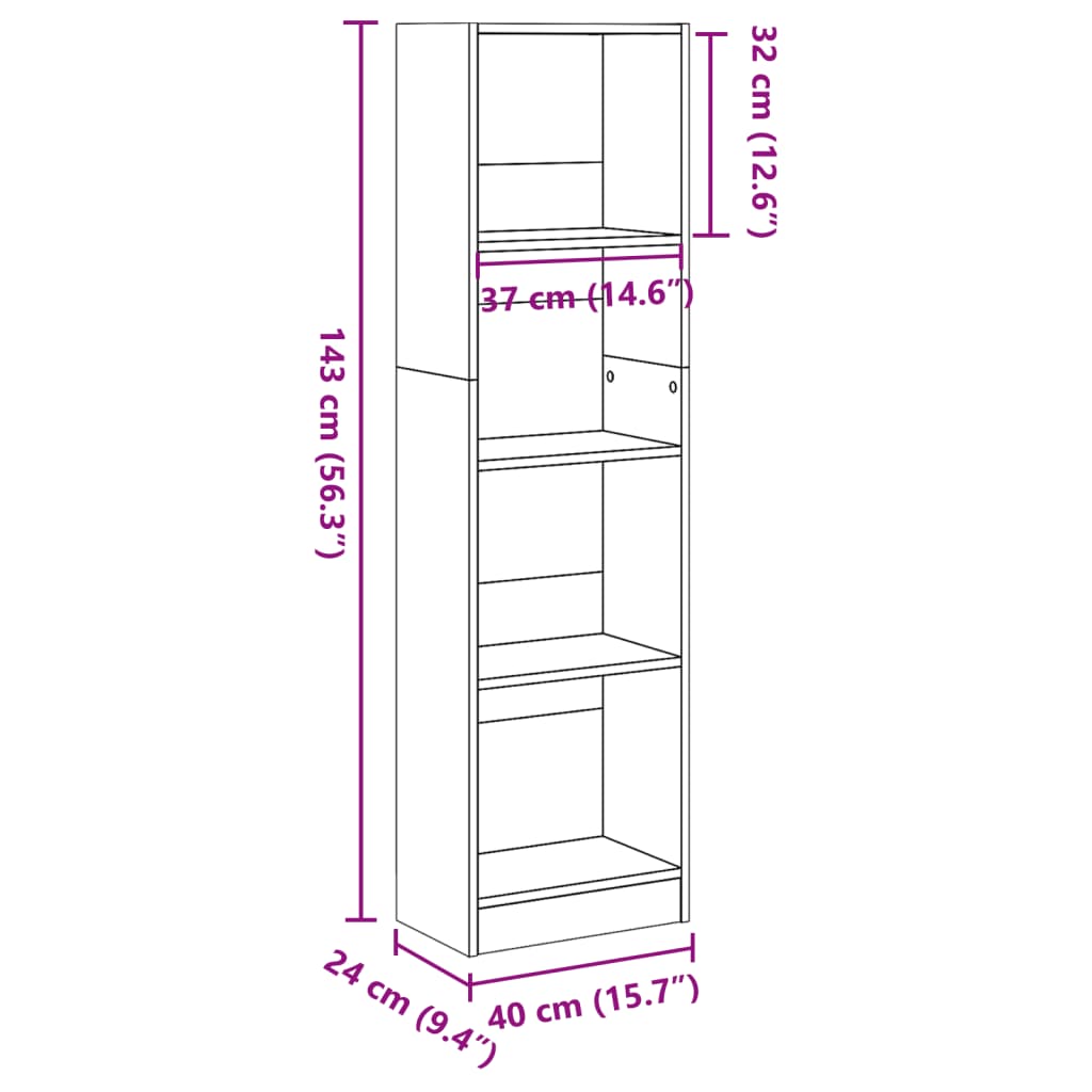 Bücherregal Sonoma-Eiche 40x24x143 cm Holzwerkstoff