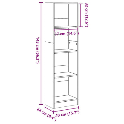 Bücherregal Braun Eichen-Optik 40x24x143 cm Holzwerkstoff