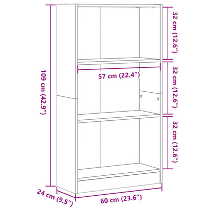 Bücherregal Weiß 60x24x109 cm Holzwerkstoff