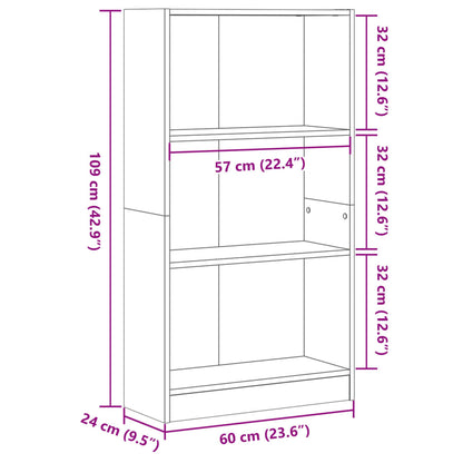 Bücherregal Braun Eichen-Optik 60x24x109 cm Holzwerkstoff