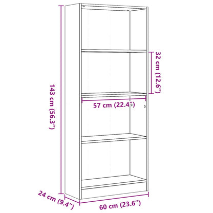 Bücherregal Betongrau 60x24x143 cm Holzwerkstoff