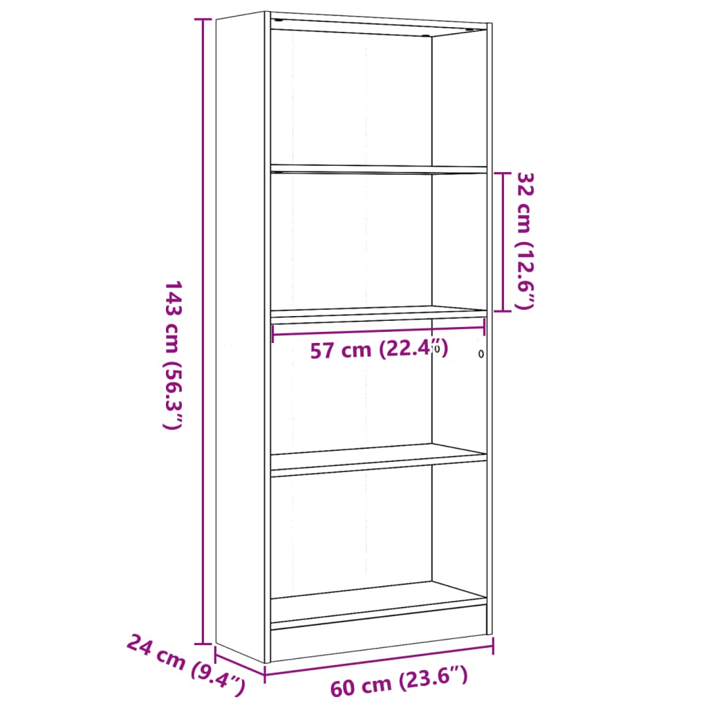 Bücherregal Artisan-Eiche 60x24x143 cm Holzwerkstoff