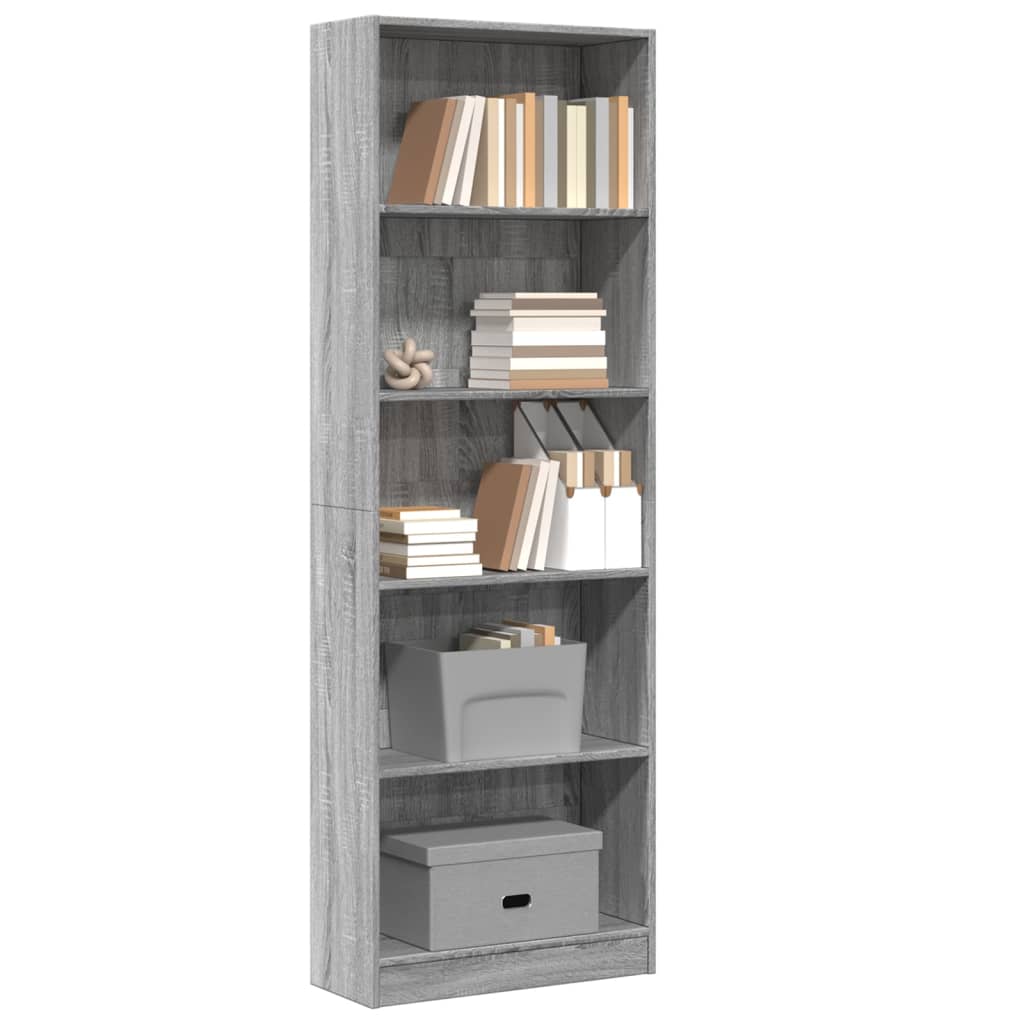 Bücherregal Grau Sonoma 60x24x176 cm Holzwerkstoff