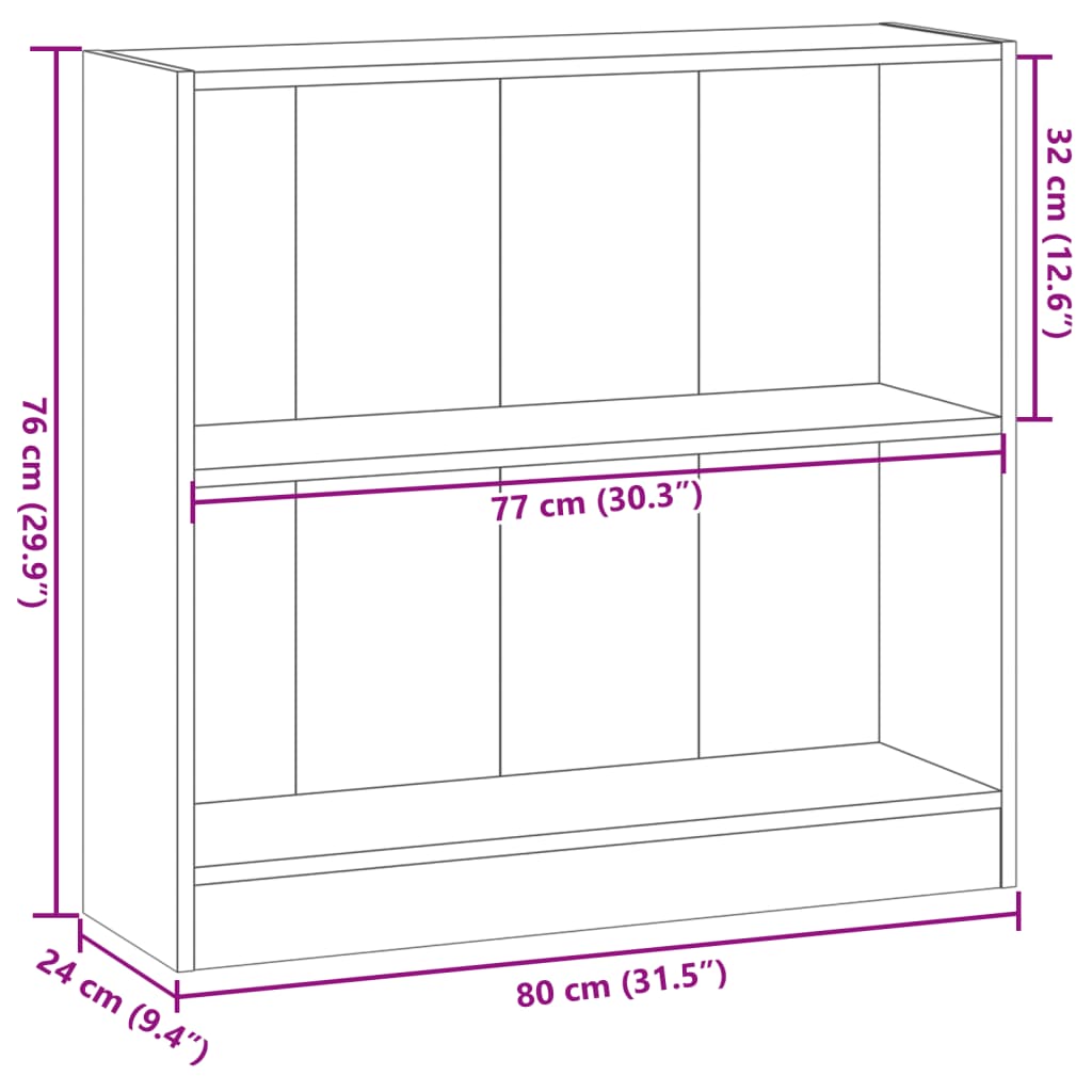 Bücherregal Grau Sonoma 80x24x76cm Holzwerkstoff