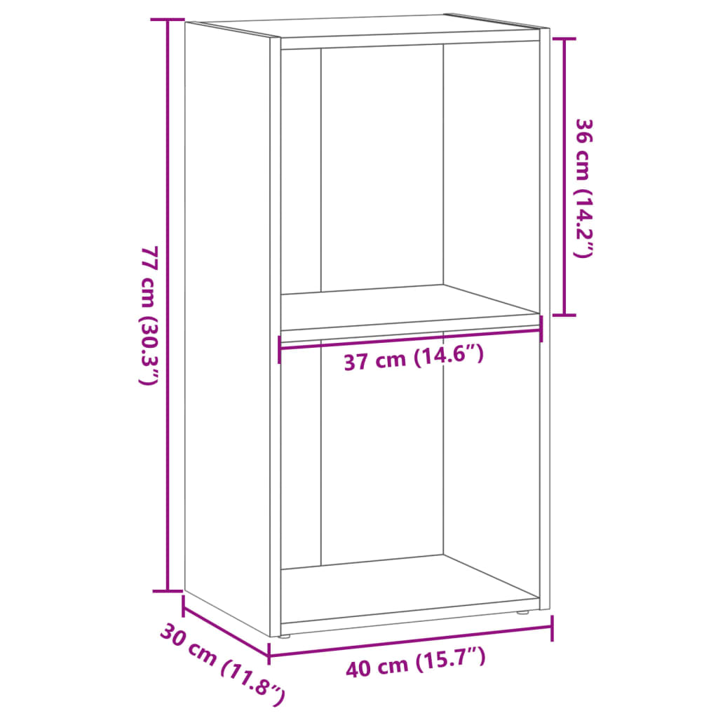 Bücherregal Braun Eichen-Optik 40x30x77 cm Holzwerkstoff