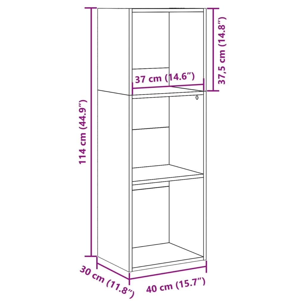 Bücherregal Weiß 40x30x114 cm Holzwerkstoff