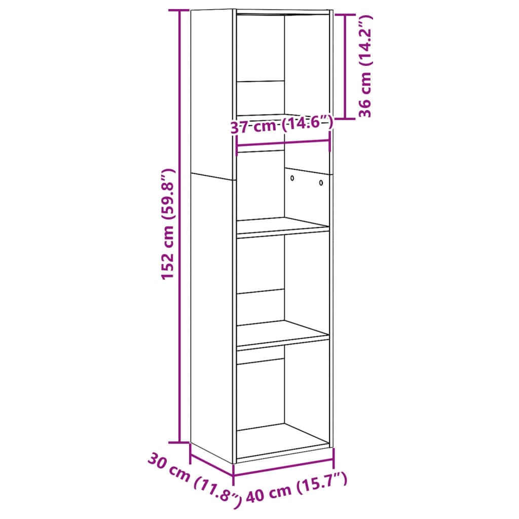 Bücherregal Sonoma-Eiche 40x30x152 cm Holzwerkstoff