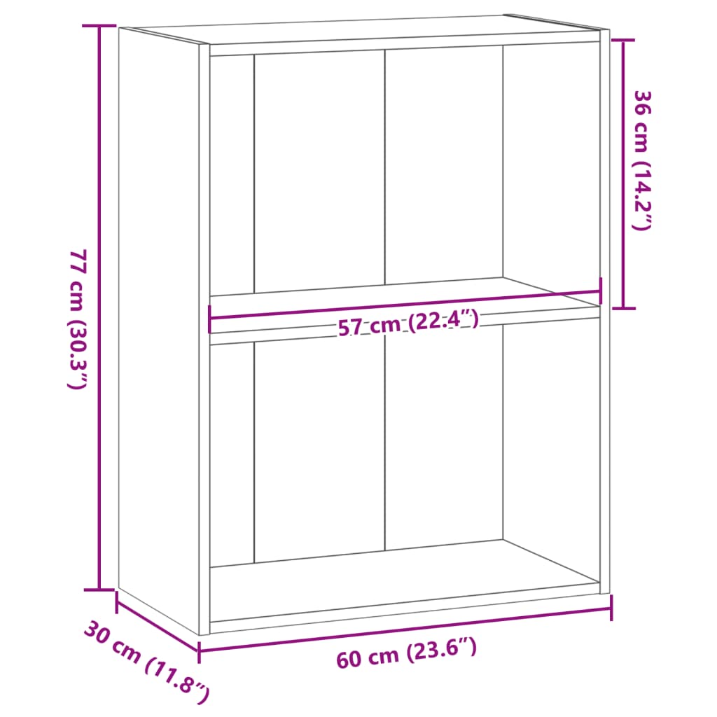 Bücherregal Räuchereiche 60x30x77 cm Holzwerkstoff