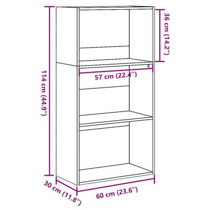 Bücherregal Weiß 60x30x114 cm Holzwerkstoff