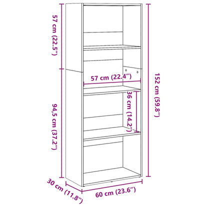 Bücherregal Schwarz 60x30x152 cm Holzwerkstoff