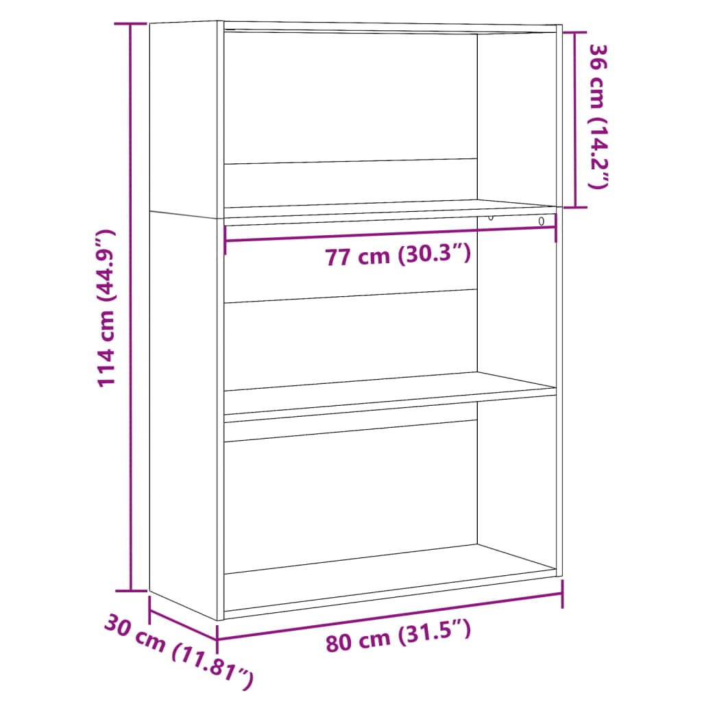 Bücherregal Artisan-Eiche 80x30x114 cm Holzwerkstoff