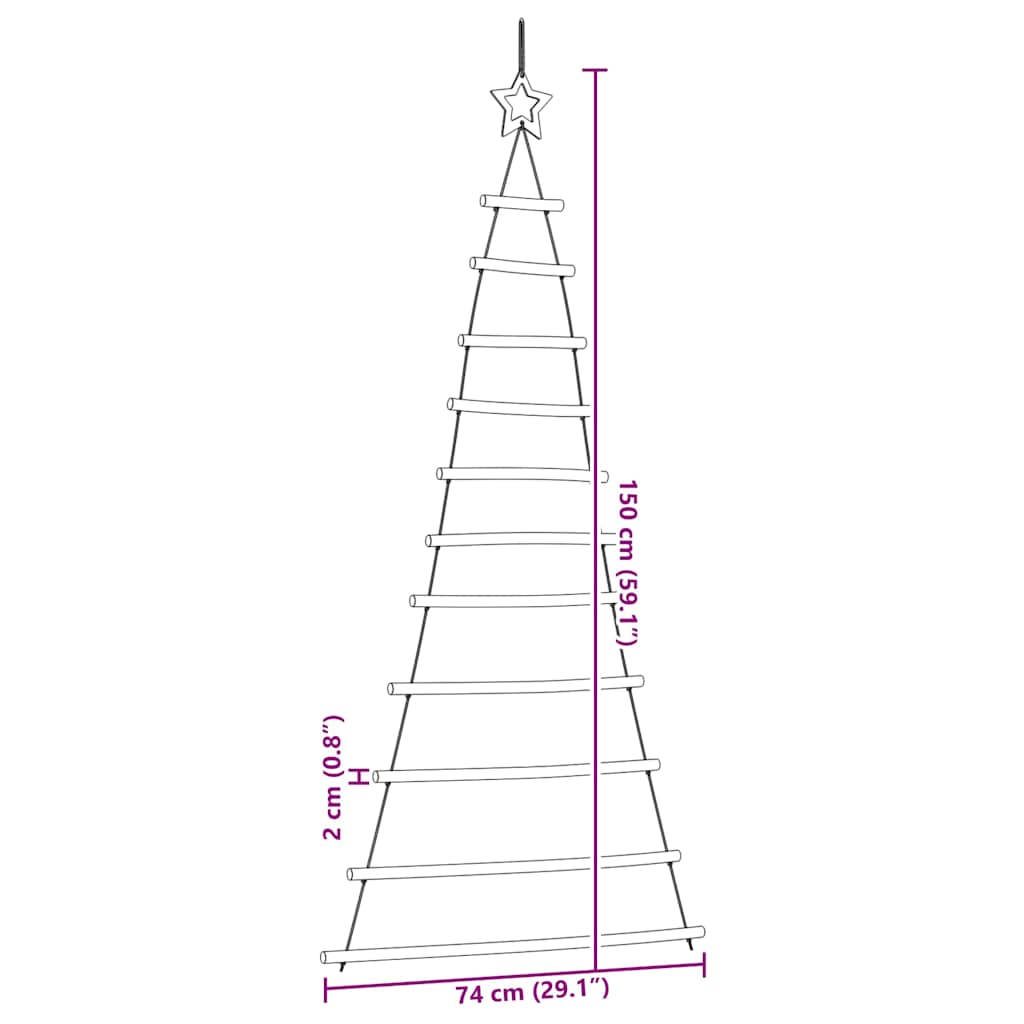 vidaXL Weihnachtsbaum mit Spitzensternen Aufhängen 74x150 cm