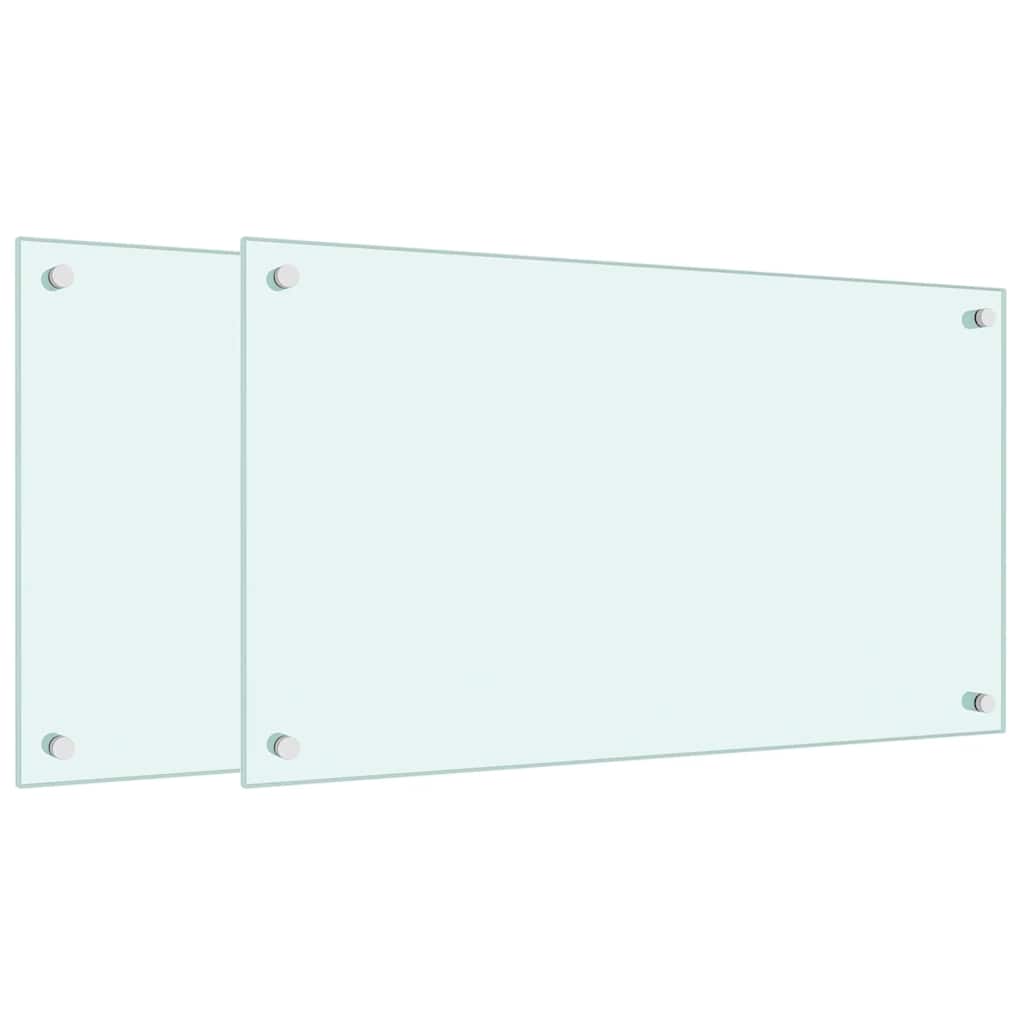 Küchenrückwände 2 Stk. Weiß 70x40 cm Hartglas