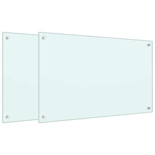 Küchenrückwände 2 Stk. Weiß 80x50 cm Hartglas