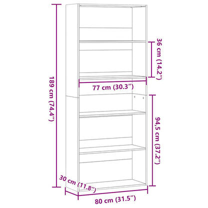 Bücherregal Betongrau 80x30x189 cm Holzwerkstoff