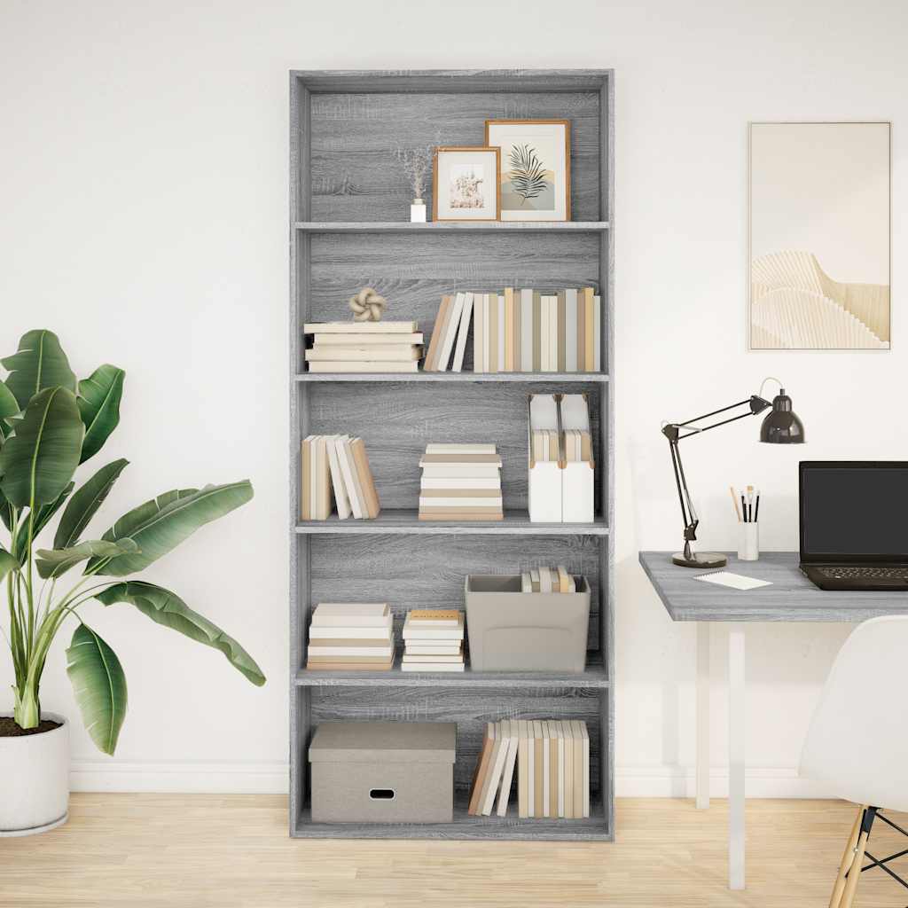 Bücherregal Grau Sonoma 80x30x189 cm Holzwerkstoff