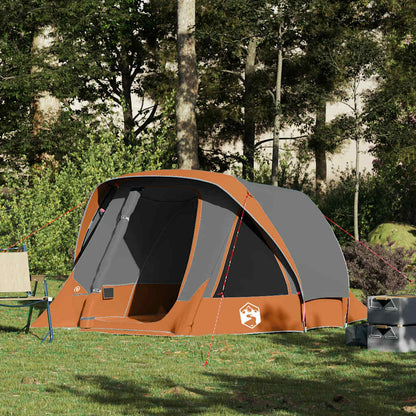 Campingzelt 4 Personen Grau und Orange Wasserdicht