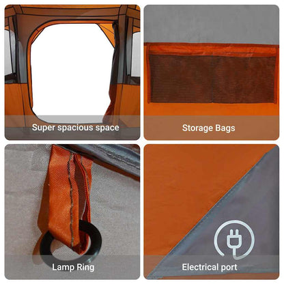 Tende con tetto, grigio e arancione, 435 x 255 x 216 cm, poliestere