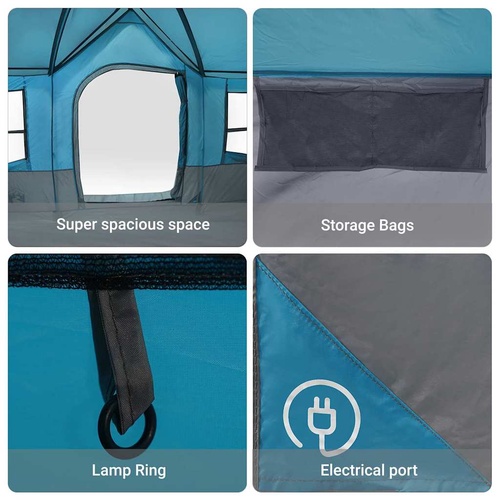 Tende con tetto, blu, 622 x 295 x 238 cm, poliestere