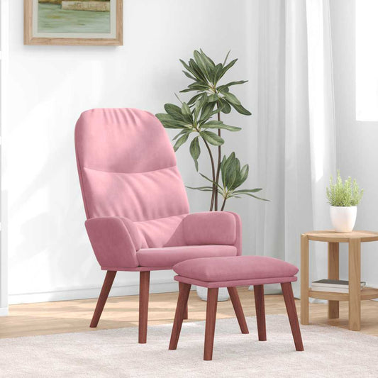 Relaxsessel mit Hocker Rosa Samt