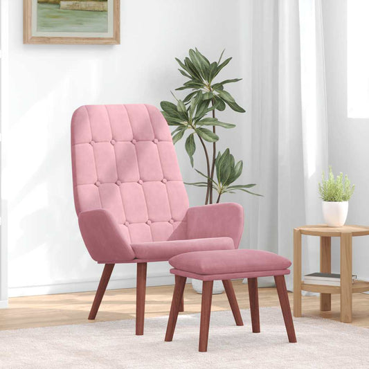 Relaxsessel mit Hocker Rosa Samt