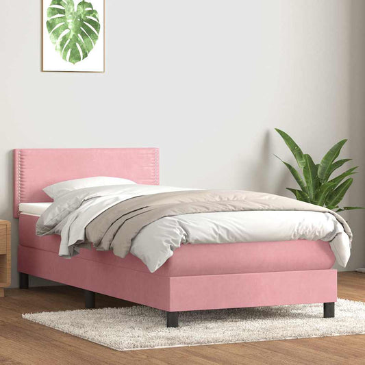 Boxspringbett mit Matratze Rosa 100x210 cm Samt