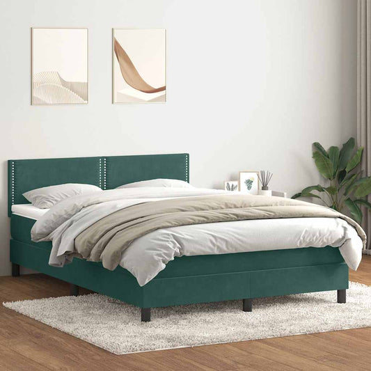 Boxspringbett mit Matratze Dunkelgrün 140x210 cm Samt