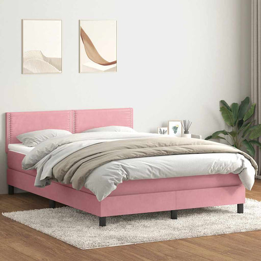 Boxspringbett mit Matratze Rosa 140x210 cm Samt