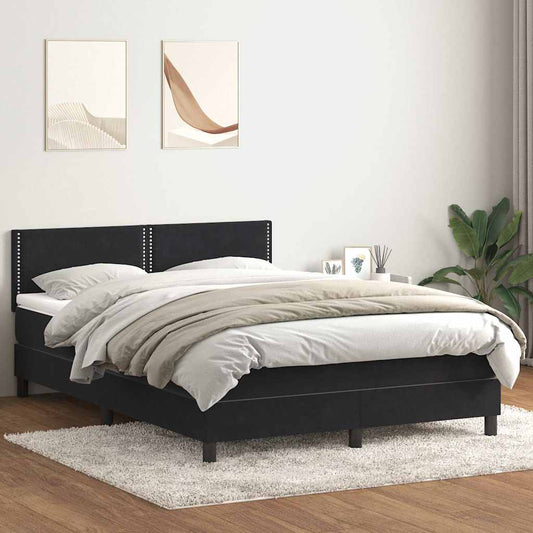 Boxspringbett mit Matratze Schwarz 160x210 cm Samt