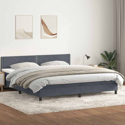 Boxspringbett mit Matratze Dunkelgrau 180x210 cm Samt