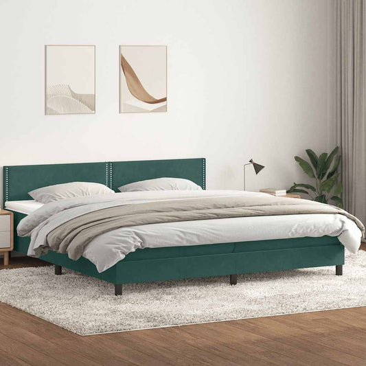 Boxspringbett mit Matratze Dunkelgrün 180x210 cm Samt