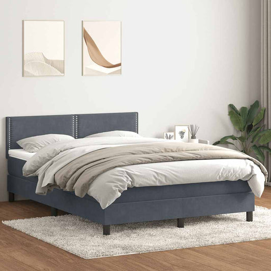 Boxspringbett mit Matratze Dunkelgrau 160x220 cm Samt