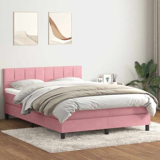 Boxspringbett mit Matratze Rosa 160x210 cm Samt