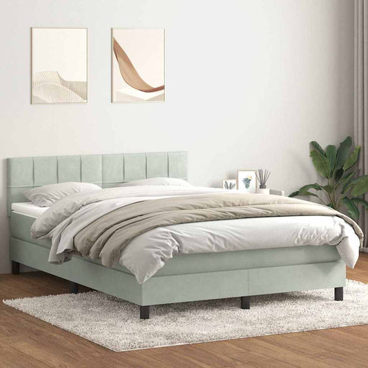 Boxspringbett mit Matratze Hellgrau 160x220 cm Samt