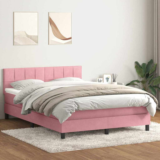 Boxspringbett mit Matratze Rosa 160x220 cm Samt