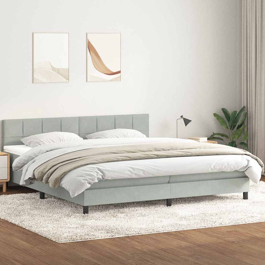 Boxspringbett mit Matratze Hellgrau 180x220 cm Samt