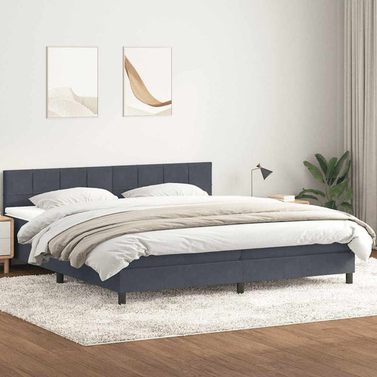 Boxspringbett mit Matratze Dunkelgrau 180x220 cm Samt