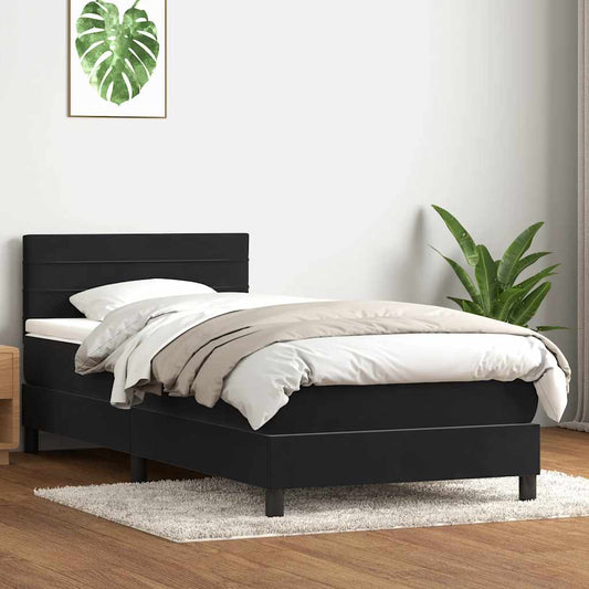 Boxspringbett mit Matratze Schwarz 80x210 cm Samt