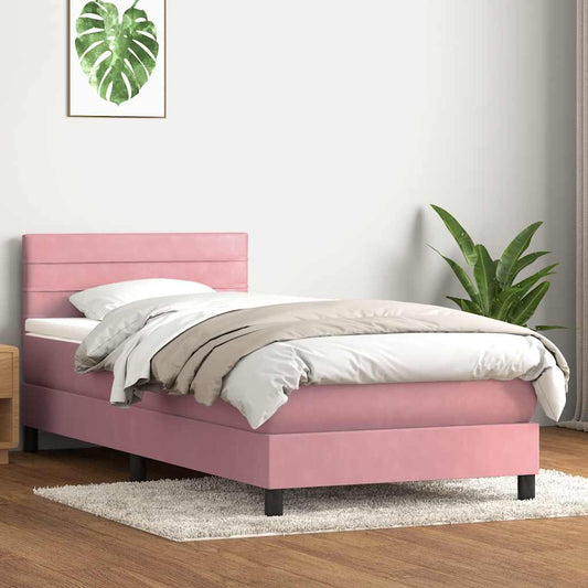 Boxspringbett mit Matratze Rosa 100x210 cm Samt