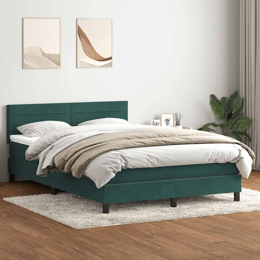 Boxspringbett mit Matratze Dunkelgrün 140x210 cm Samt