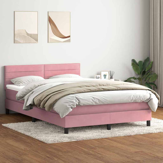 Boxspringbett mit Matratze Rosa 140x210 cm Samt