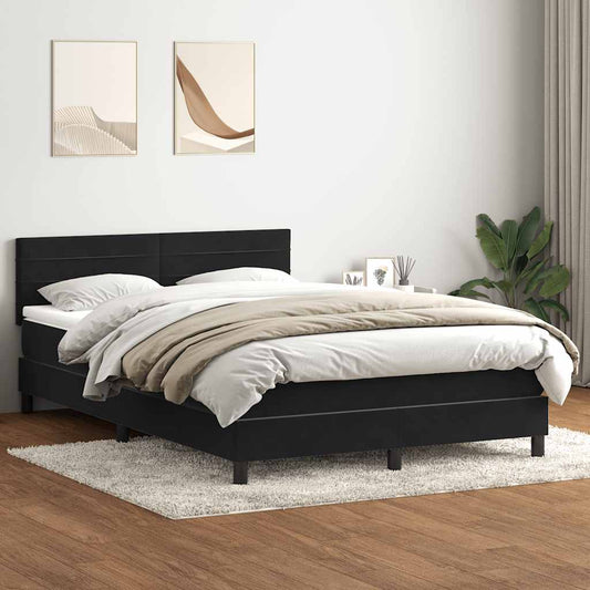 Boxspringbett mit Matratze Schwarz 160x210 cm Samt