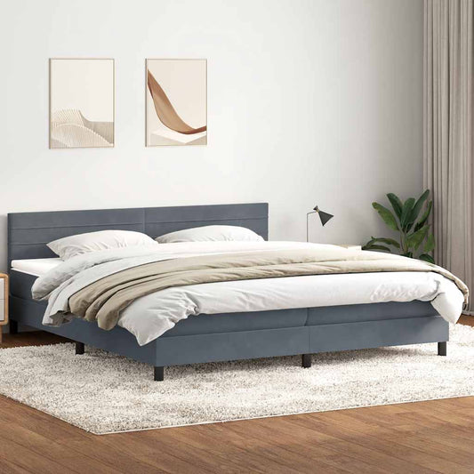 Boxspringbett mit Matratze Dunkelgrau 180x210 cm Samt