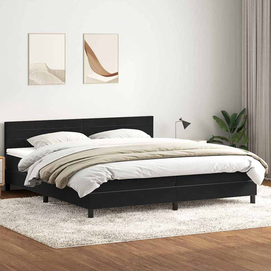 Boxspringbett mit Matratze Schwarz 180x210 cm Samt