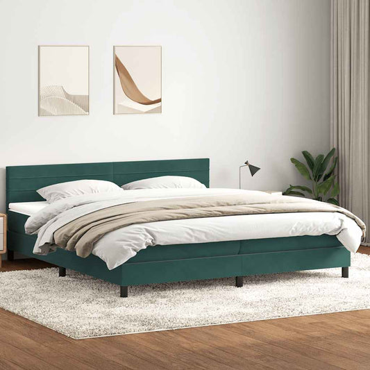 Boxspringbett mit Matratze Dunkelgrün 180x210 cm Samt