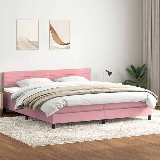 Boxspringbett mit Matratze Rosa 180x210 cm Samt