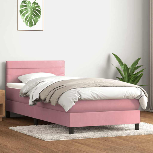 Boxspringbett mit Matratze Rosa 80x220 cm Samt