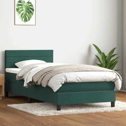 Boxspringbett mit Matratze Dunkelgrün 100x220 cm Samt